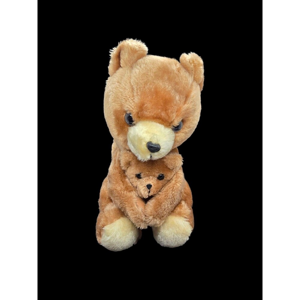 1977 R Dakin Mama and Baby Bear Plush Stuffed Toy 10" Nature Babies Brown Teddy